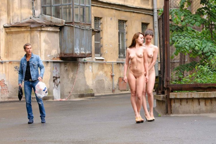 Naked girl on the street