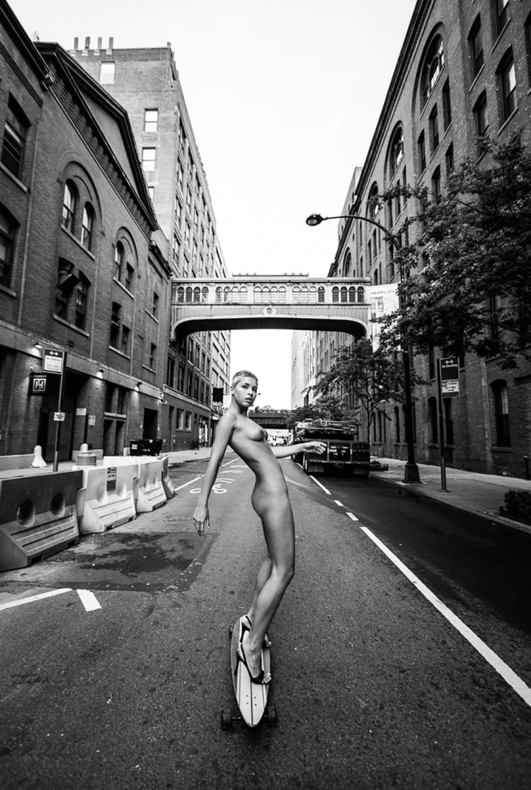 Naked along the street