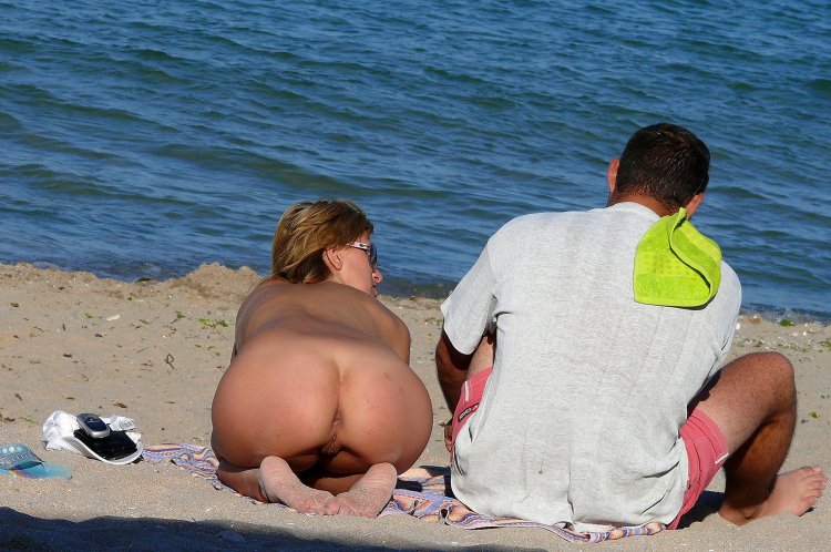 Big naked priests on the beach