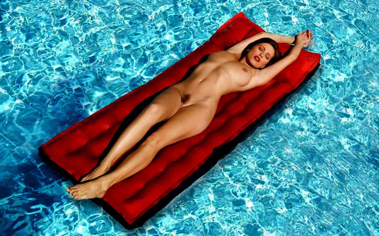 Girl on an inflatable mattress