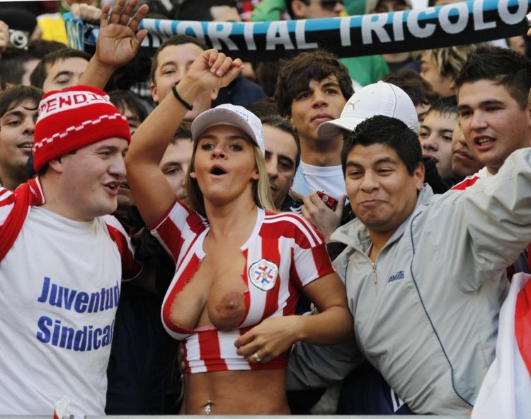 Naked fans in the stadium