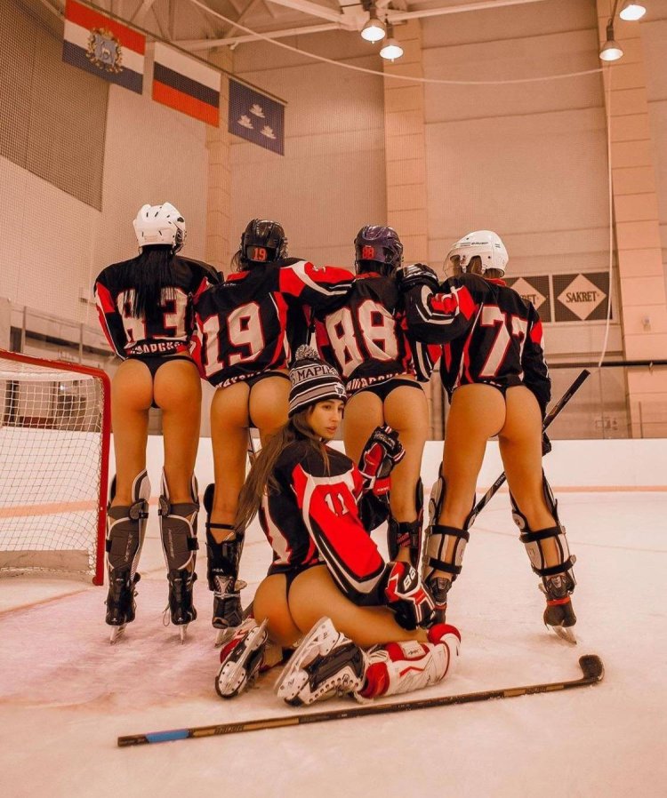 Naked hockey players