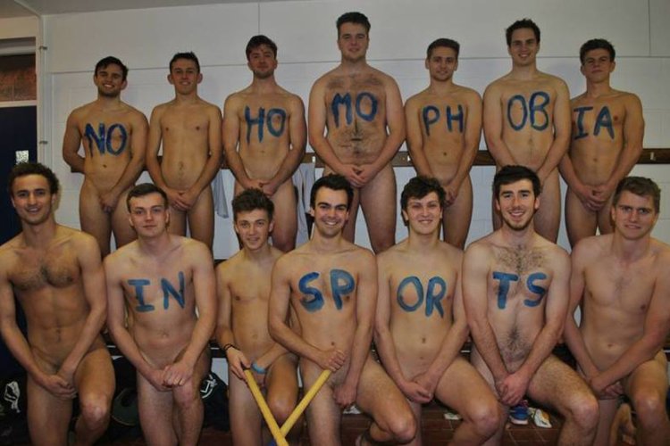 Naked hockey players