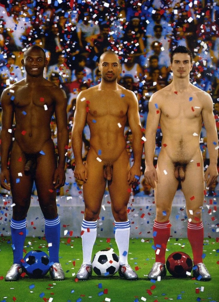 Naked football players are a man