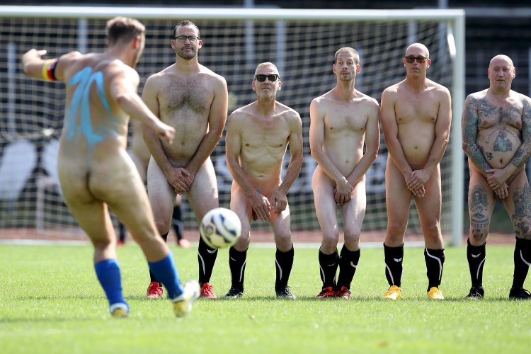 Naked football players