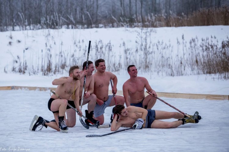 Naked hockey players