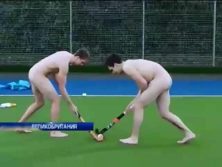 Naked hockey players