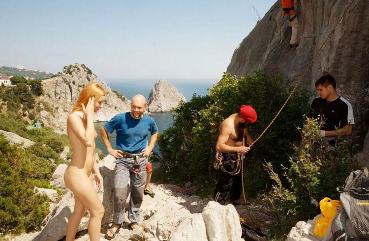 Naked tourists