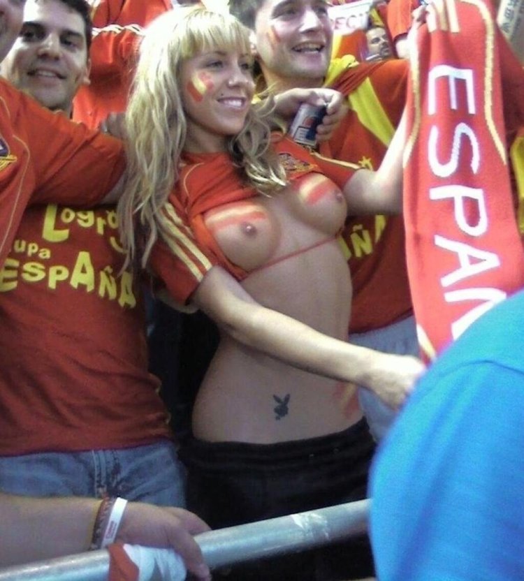 Naked fans in the stadium