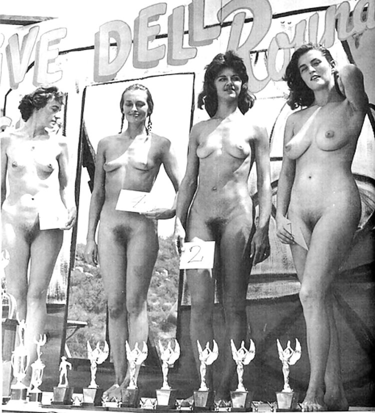 Naked young nudists retro