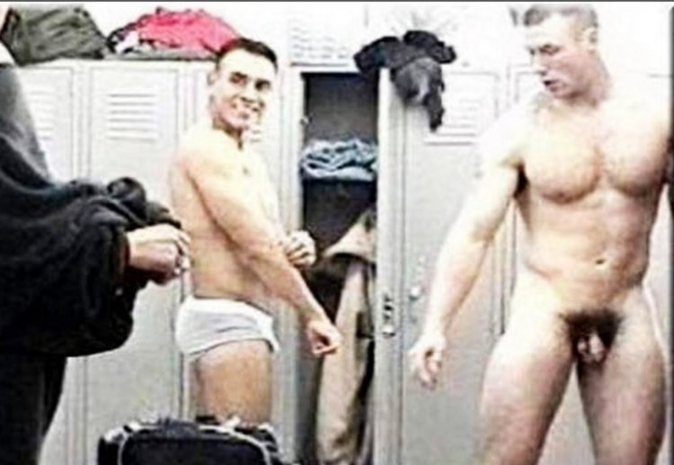 Naked men in the locker room