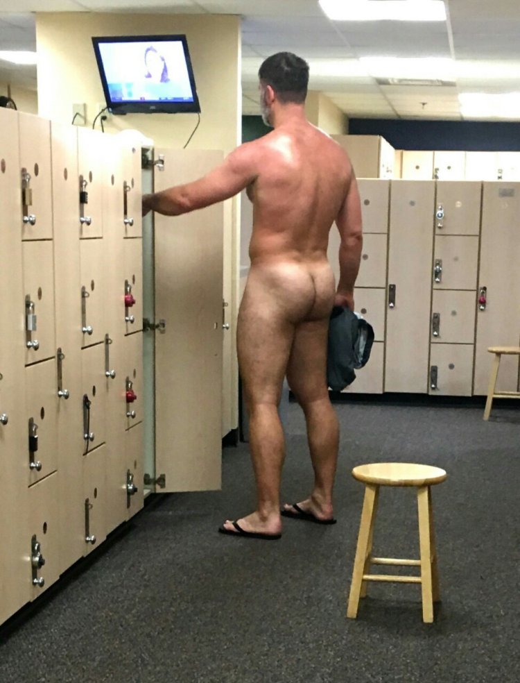 Naked men in the locker room